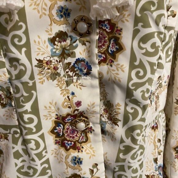 Jo Hanna York by Joan Davis Vintage White Floral print skirt set. size 14W - Picture 2 of 10